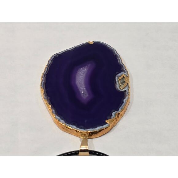 Purple Agate Slice Pendant Necklace | Natural Stone | Adjustable Cord - Picture 11 of 16